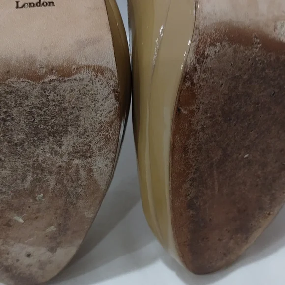 L.K.Bennett PATENT LEATHER NUDE ROUND TOE PUMPS STILETTOS SIZE 38/ US 5.5 - Picture 6 of 14
